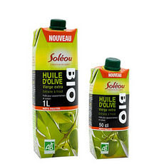 Huile d’olive Bio « Note Fruitée » en emballage Tetra Prisma 1L et 50cL / Soléou
